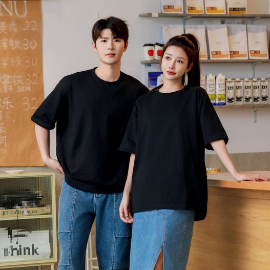 16支240克全棉大落肩圓領短袖T恤